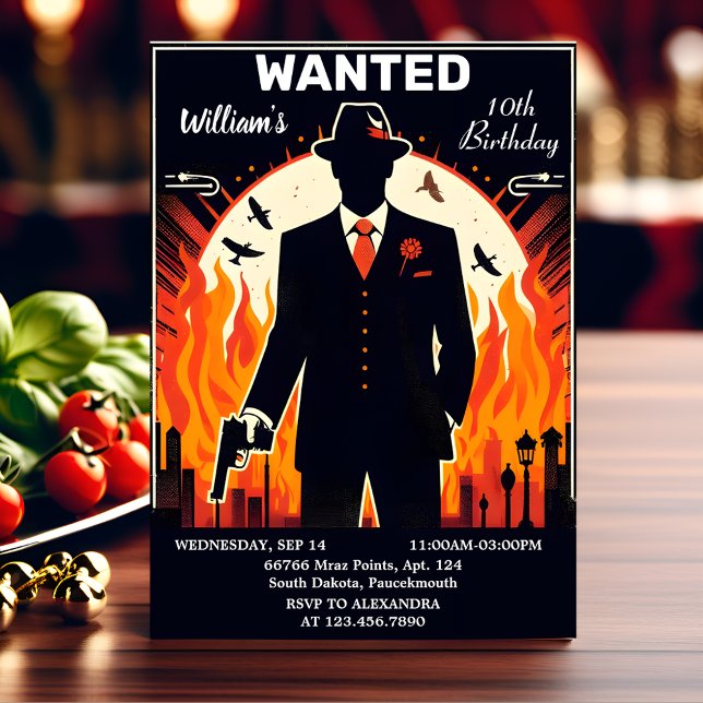 Convite Legal Crianças Adultos dos anos 90 Retro Mafia 10º (Criador carregado)