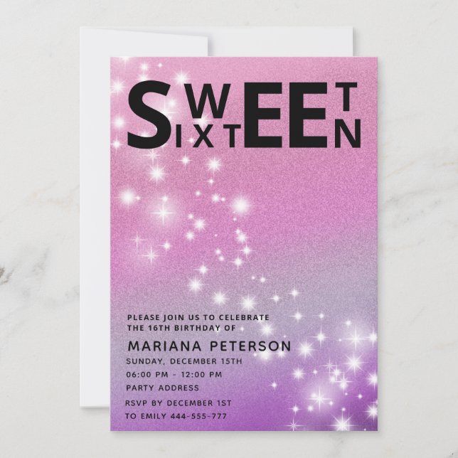 Convite Legal diversão adolescente moderna tipografia 16 (Frente)