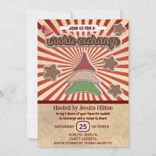 Convite Legal diversão retro tipografia cookie exchange pa