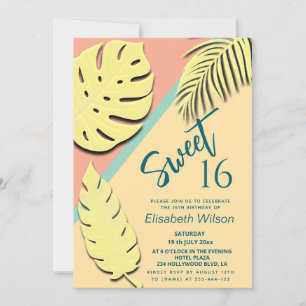 Convite Legal e moderno pastel branco tropical de verão
