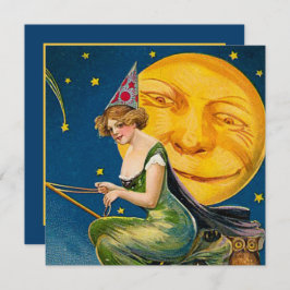 Convite legal festa da lua de bruxa do Halloween