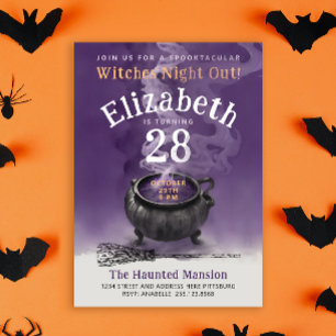 Convite Legal Festa de aniversário de bruxas mágicas roxas