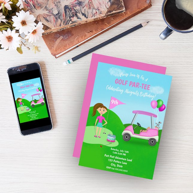 Convite Legal Festa de aniversário de Golfe da Menina (Celebrate your child's birthday with this fantastic golf party invitation!)