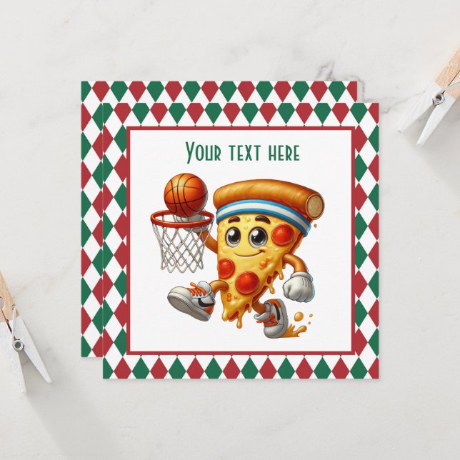 Convite Legal festa de pizza de basquete (Frente/Verso In Situ)
