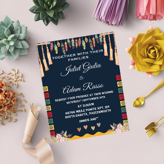 Convite Legal fiesta, moderna e elegante casamento mexican (Criador carregado)