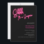 Convite Legal néon cor-de-rosa retrô preto surpresa Sweet<br><div class="desc">É uma surpresa! Legal guião cor-de-rosa retrô foto negra Sweet 16 convite de aniversário de neon.</div>