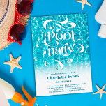 Convite Legal piscina de água, guião espirra, doce 16<br><div class="desc">Legal festa de piscina com um roteiro de fotos de fundo de água suga teal doce convite de 16 anos com uma caligrafia retrô e legal. Um convite de festas de verão legal e divertido</div>