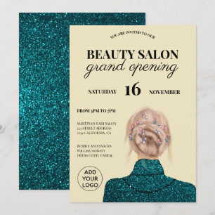 Convite Legal salão de beleza turquesa brilhante grande a