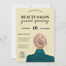 Convite Legal salão de beleza turquesa brilhante grande ab