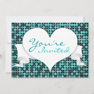 Convite Legal Teal Glam Heart