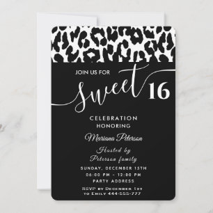 Convite Legal Trendy Black White Leopardo 16 Invitati