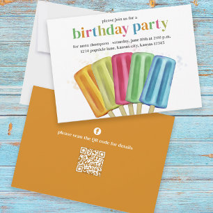 Convite Legítima Coloração Moderna de Aniversário Popsices