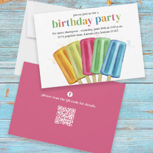 Convite Legítima Coloração Moderna de Aniversário Popsices