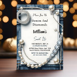 Convite Leia: Elegante Gem Bling Denim E Diamantes Sweet 1<br><div class="desc">Leia o fascínio da sofisticação com nosso "Leitura Elegante Gem Bling Denim and Diamouros" Sweet 16 Invitation! Essa design exclusiva combina, com mestria, o relaxado charme de denim com o brilho deslumbrante dos diamantes, prometendo uma celebração de estilo e refinamento. O convite convida-vos a ler na elegância, adornada com sotaques...</div>