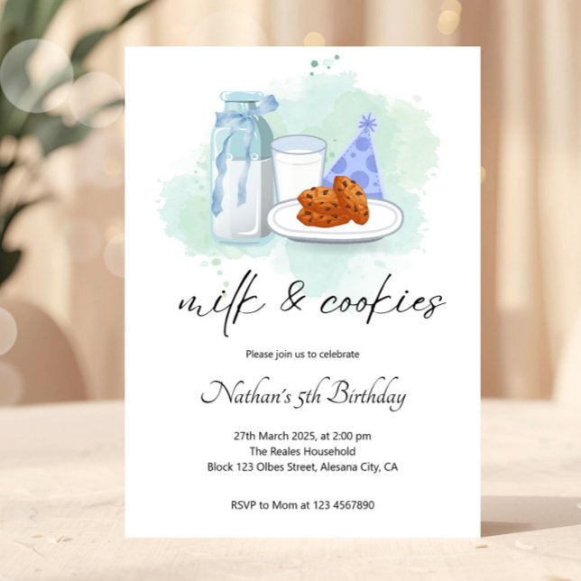 Convite Leite & Biscoitos Aniversário Doce (milk and cookies invite, cookie birthday party, birthday invitation, editable invitation, printable )
