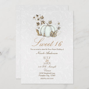 Convite Leite de Pumpkin Branca Dourado, conto de fadas Sw