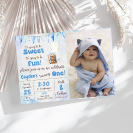 Convite Leite E Biscoito Foto De Primeira Festa de anivers