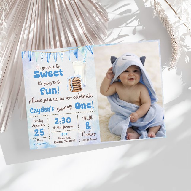 Convite Leite E Biscoito Foto De Primeira Festa de anivers (Criador carregado)