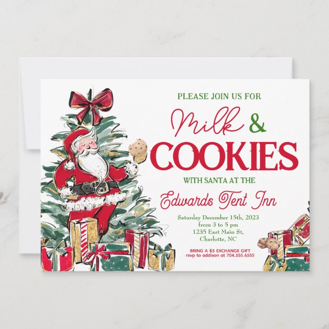 Convite Leite e biscoitos com Papai Noel, Café da Manhã do (Frente)