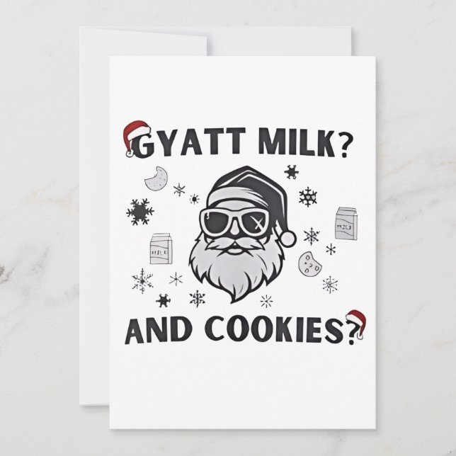 Convite Leite e Biscoitos Gyatt, Papai Noel Engraçado Gera (Frente)