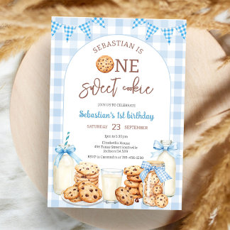 Convite Leite e Biscoitos Um Biscoito Doce 1º Aniversário