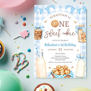 Convite Leite e Biscoitos Um Biscoito Doce 1º Aniversário