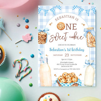 Convite Leite e Biscoitos Um Biscoito Doce 1º Aniversário