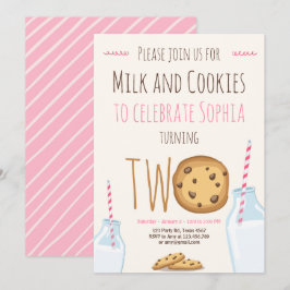Convite Leite e Cookie Garota Rosa Segundo Aniversário