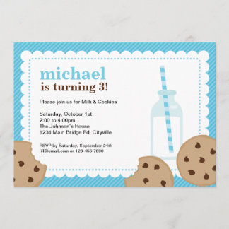 Convite Leite e Cookies Blue e Brown Convidam