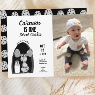 Convite Leite e Cookies Rato Doce Primeira Foto de Anivers