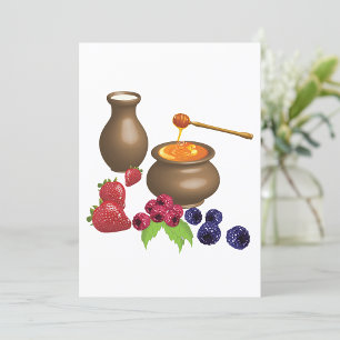 Convite Leite e Mel com Frutas Silvestres Comida Rústica