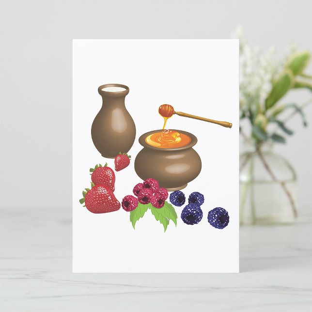 Convite Leite e Mel com Frutas Silvestres Comida Rústica (Criador carregado)