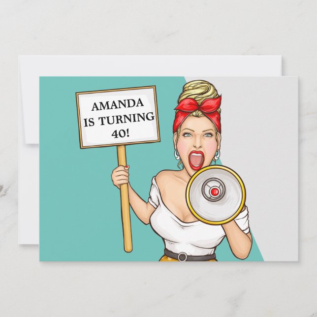 Convite Leitora Simples Lady aniversário de 40 anos (Frente)