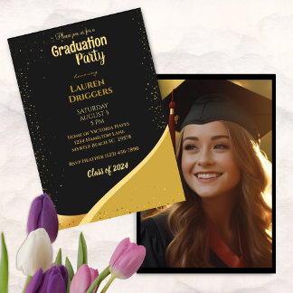Convite Leitura de Foto do Ano de Graduação Escolar Elegan