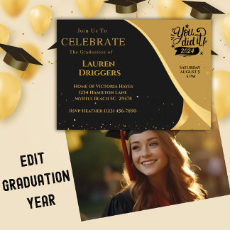 Convite Leitura de Foto do Ano de Graduação Escolar Elegan