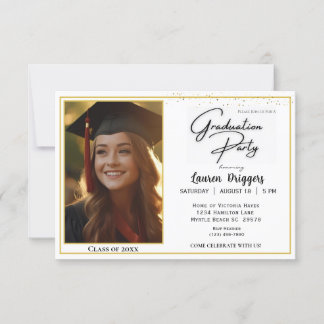 Convite Leitura de Foto do Ano de Graduação Escolar Elegan