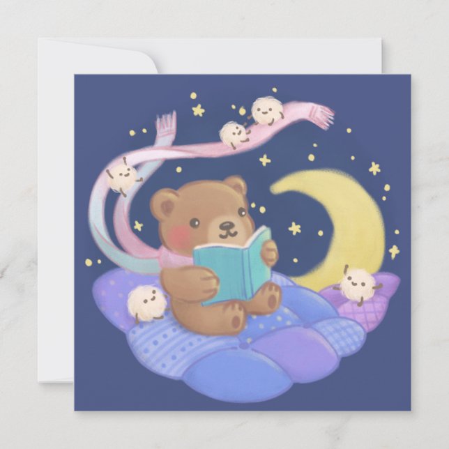 Convite Leitura de Urso de Teddy com Ilustração de Monstro (Frente)
