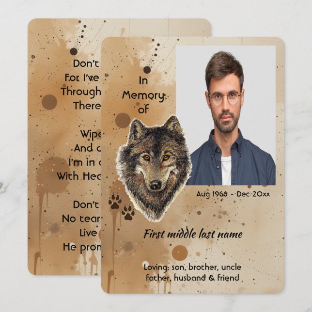 Convite Lembrança Memorial Cristã Lobo Lobos Animal (Frente/Verso)