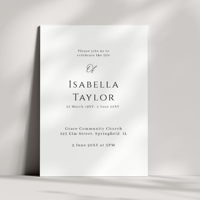 Convite Lembrando-se da Elegância: Uma Celebração da Vida (Criador carregado)