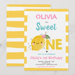 Convite Lemon Birthday Invitation Sweet One primeiro anive