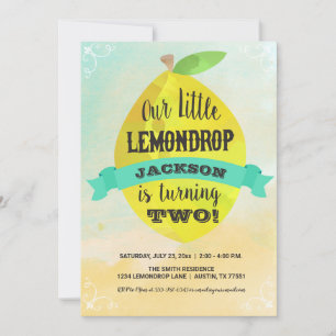 Convite Lemon Birthday Watercolor Lemondrop Birthday Boy
