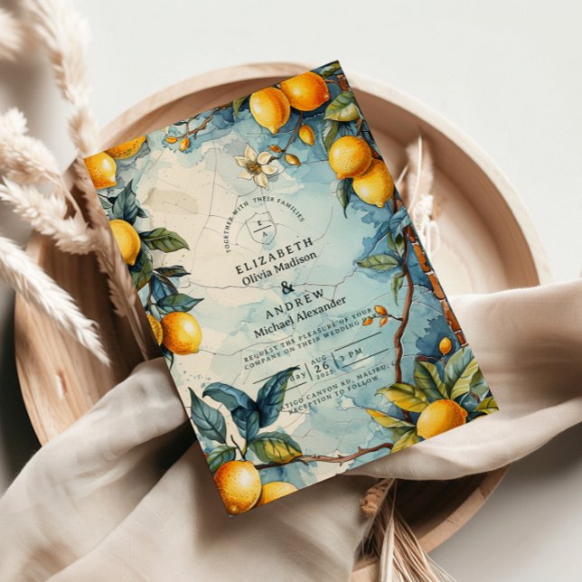 Convite Lemon Blossom Garden Wedding (Criador carregado)