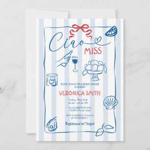 Convite Lemon Blue Itália Ciao Miss Chá de panela