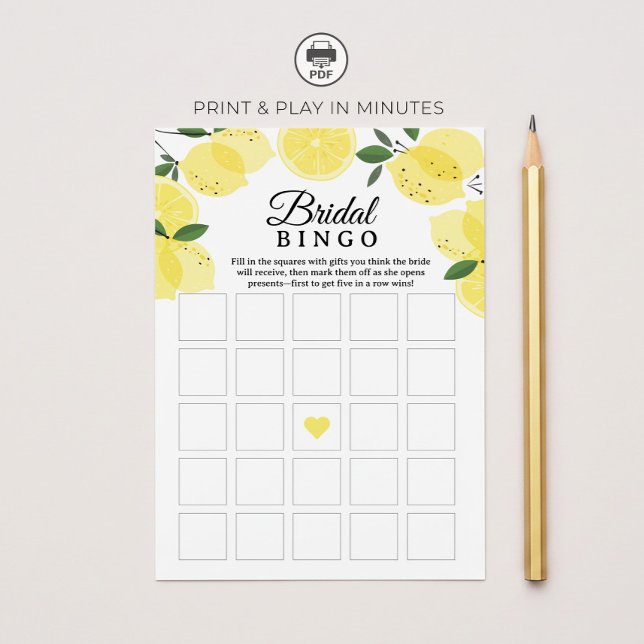 Convite Lemon Bridal Shower Bingo Game Printable (Criador carregado)