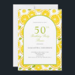 Convite Lemon Citrus 50th Birthday<br><div class="desc">Citro limão 50º convite de aniversário. Fácil de mudar o texto. design de aquarela bonito para o piquenique de festa de aniversário.</div>