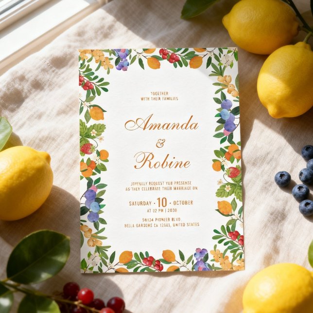 Convite Lemon Citrus Wedding Invitation (Criador carregado)