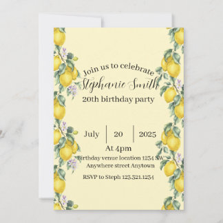 Convite Lemon Cocktail Summer Birthday Invitation