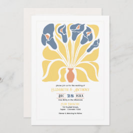 Convite Lemon & Denim Abstract Floral Boho Wedding