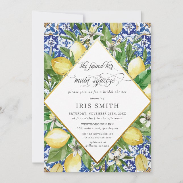 Convite Lemon Ela Encontrou Seu Chá de panela De Apertar P (Frente)