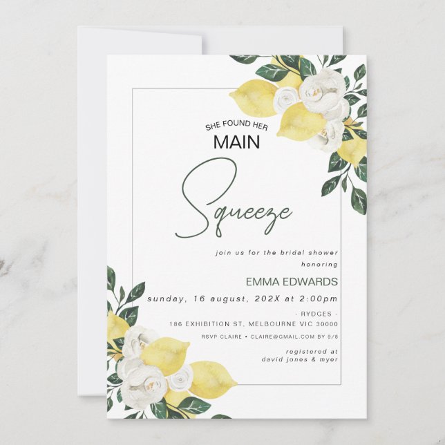 Convite Lemon Ela Encontrou Seu Chá de panela De Apertar P (Frente)